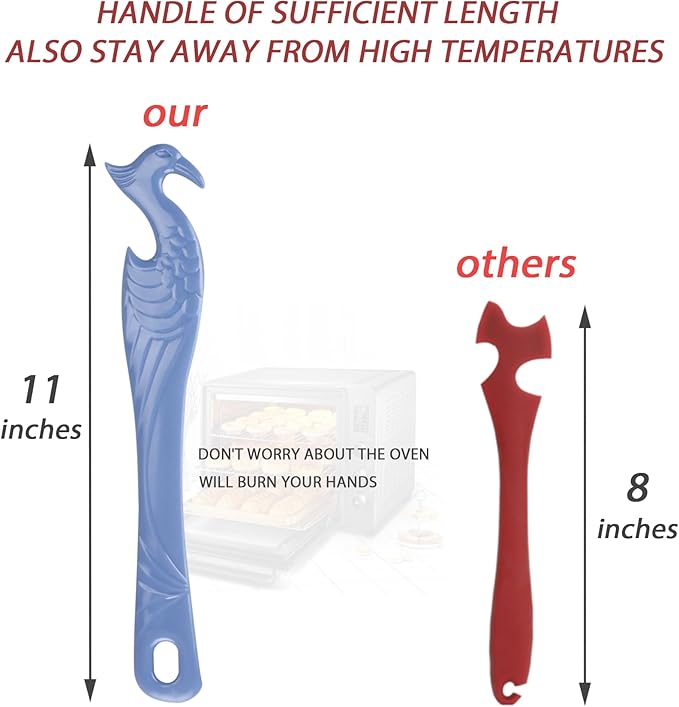 Oven Rack Push Pull Tool 2-Pack (11 Inch) - Longer Handle Suitable for Toaster Oven, air Fryer, Toaster (blue colour)