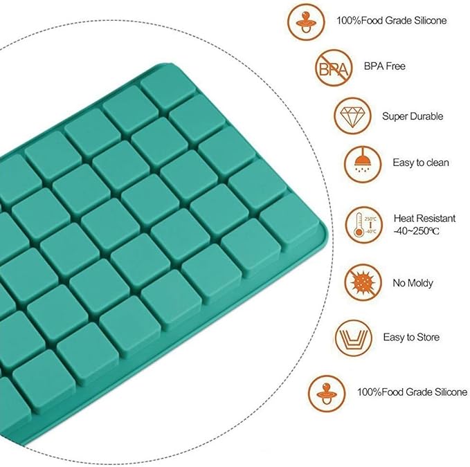 Mity rain 2 Pack 40-Cavity Square Caramel Candy Silicone Molds,Chocolate Forf Truffles, Fat Bombs Keto Snacks, Whiskey Ice Cube Tray,Grid Fondant Mould,Hard Candy Pralines Gummy Jelly Mold