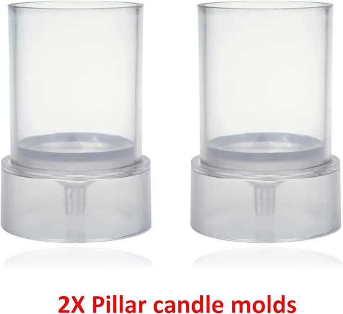 MILIVIXAY 2PCS Pillar Candle Mold -Height: 3.0inch,Diameter:2.0inch-30ft Long Wicks, 2pcs Wick Holders, a Mold Sealer and a Lead Wire Included as a Gift.