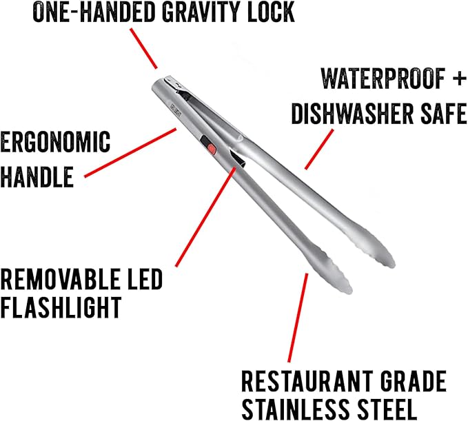 Grill Light Grill Spatula & Tongs Grilling Set | Restaurant Grade Stainless Steel | Super Bright LED Light to Grill in Dark | Waterproof & Dishwasher Safe | Camping Barbecue Grilling Tongs Spatula