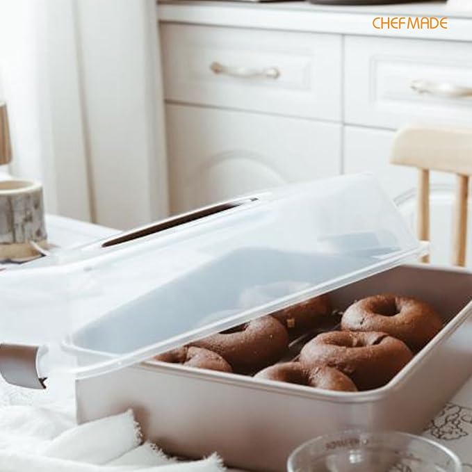 CHEFMADE Roasting Pan with Rack, 13-Inch Non-Stick Rectangular Deep Dish Oven-BBQ Bakeware for Oven Baking 9" x 13" x 2.4" (Champagne Gold)