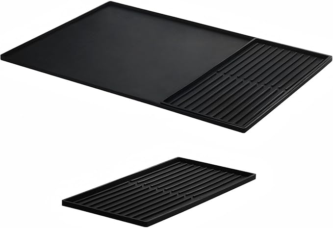 Silicone Coffee Pad, 24-inch x 16-inch Mat, with Removable Baking Tray, Fits Coffee Machines and Baking Sheets, Black