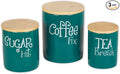 DII Kitchen Accessories Retro Collection Ceramics, Canister Set, Teal, 3 Piece