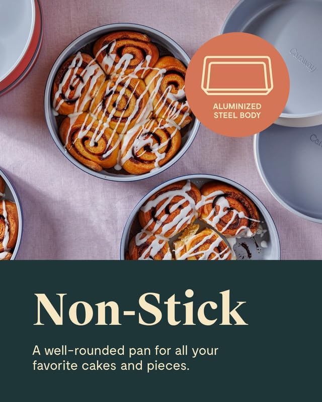 Caraway Non-Stick Ceramic 9” Circle Pan - Naturally Slick Ceramic Coating - Non-Toxic, PTFE & PFOA Free - Perfect for Birthday Cakes, Tartes, & More - Black
