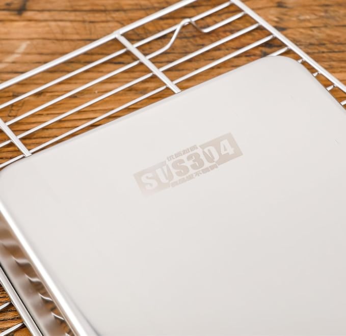 Extra Small Serving Tray in Bulk Stainless Steel 304 Little Tiny Baking Sheet Pans 9.3 x 6.9 x1.1Inch (Diagonal 10.63) Dishwasher Safe No Rust Reheat Food for 1~2 Person 12 Pack