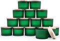 SHOWIN Thick Candle Jars for Making Candles 16 Pcs, 4 OZ Empty Jars with Wood Lids for Candle Making, Sample Container - Dishwasher Safe, Frosted Green