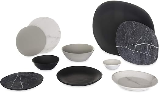 Carlisle FoodService Products Ridge Resuable Plastic Platter Oblong Platter for Home and Restaurant, Melamine, 13 Inches, Soapstone, (Pack of 6)