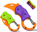 Small Pocket Knife for Men, Cool Folding Knife Box Cutter with 1.34 inch Sharp Blade, EDC Knives Tool for Everyday Carry, Great Gift for Men (Purple & Green)
