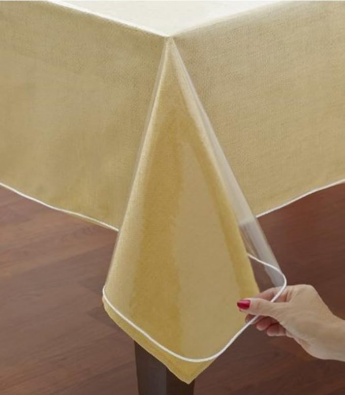 Home Bargains Plus Hotel Quality Crystal Clear Vinyl Tablecloth Protector, 6 Gauge Heavy Duty Thick Vinyl Super Clear Tablecloth Cover, 70 Inch Round