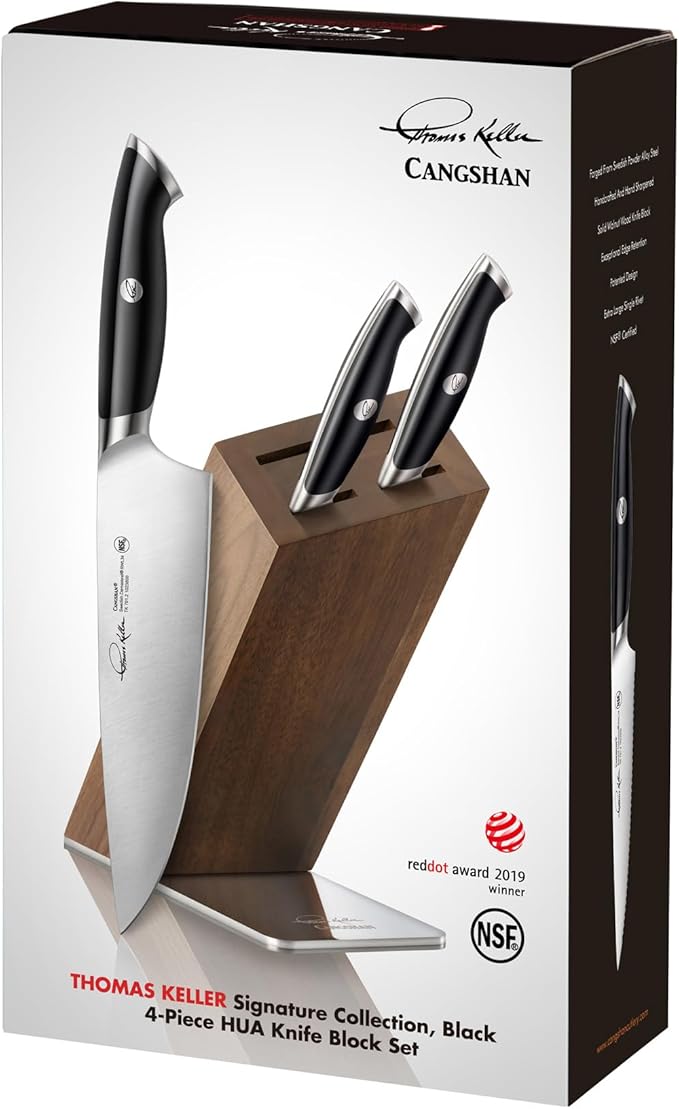 Cangshan Thomas Keller Signature Collection 4-Piece Knife Block Set, Black