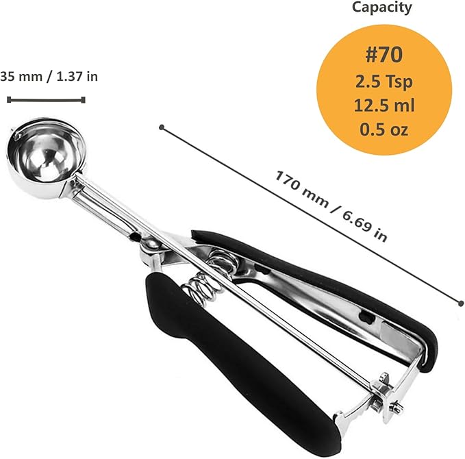 Cookie Scoop, Ice Cream Scoop, Mini Cookie Scoops for Baking, 18/8 Stainless Steel Cookie Scooper for Baking, Cookie Dough Scoop, Ice Cream Scooper with Trigger Release, Non-slip Grip(35MM)……