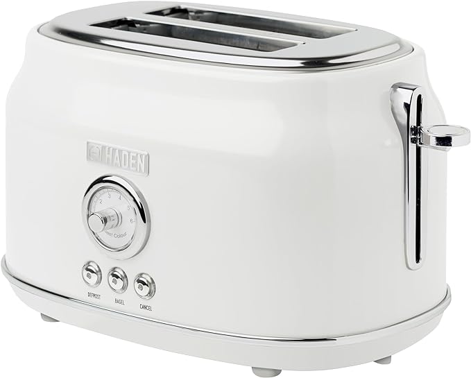 Haden Dorset 2 Slice Extra Wide Slot Toaster with Cool Touch Exterior, Removable Crumb Tray, and 6 Variable Browning Control, Ivory
