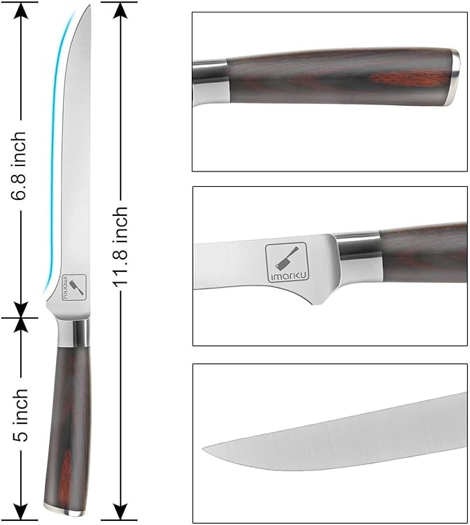 imarku Boning Knife, German High Carbon Stainless Steel Professional Grade Boning Fillet Knife, 6-Inch Deboning Knife, Pakkawood Handle for Meat and Poultry, Gifts for Men and Women