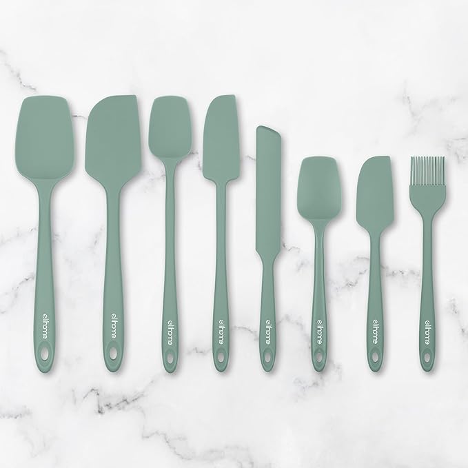 Elihome Mini Silicone Basting Pastry Brush, Cooking Brush for Oil Sauce Butter Marinades, Food Brushes for BBQ Grill Kitchen Baking, Baster Brushes Baste Pastries Cakes Meat Desserts, Food Grade, Sage