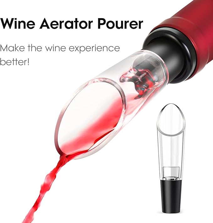Beneno Multifunctional Wine Bottle Opener Gift Set - Wing Corkscrew, Foil Cutter, Vacuum Stopper & Aerator Pourer, Perfect for Wine Lovers Man Woman, Silver Set