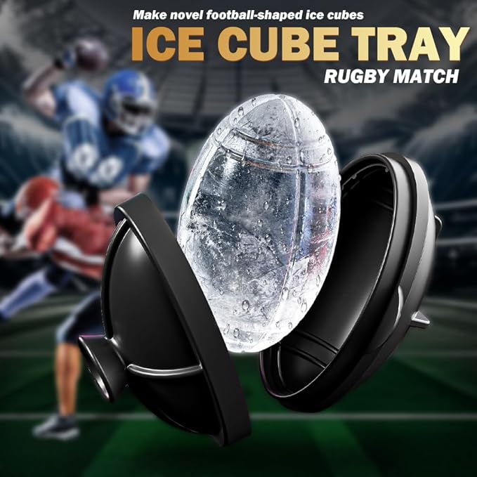 Silicone Football Ice Cube Mold 2.2 Inch Large Silicone Fun Shapes Novelty Football Gifts Craft Round Sphere Ice Ball Molds for Cocktails, Bourbon, Brandy, Whiskey Gifts for Men Women (1, Football)