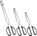 Stainless Steel Scissor Tongs Cooking Tongs Set, Set of 3 (Black Handle, 10" 12" 16")