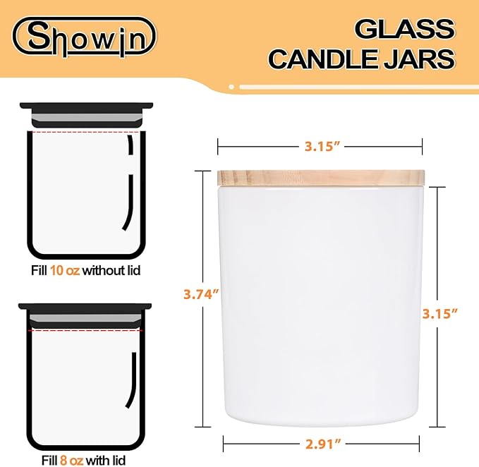 10 OZ Thick Candle Jars for Making Candles 15 Pcs, Empty Jars with Wood Lids for Candle Making, Sample Container, Light White
