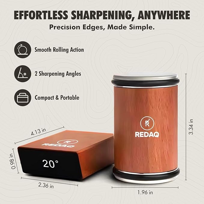 Magnetic Rolling Knife Sharpener Kit, 2-Angle Diamond System (15° & 20°), Restore Dull Knives Fast with Dual Grits, Safe and Fast Sharpening for Kitchen & Outdoor Knives