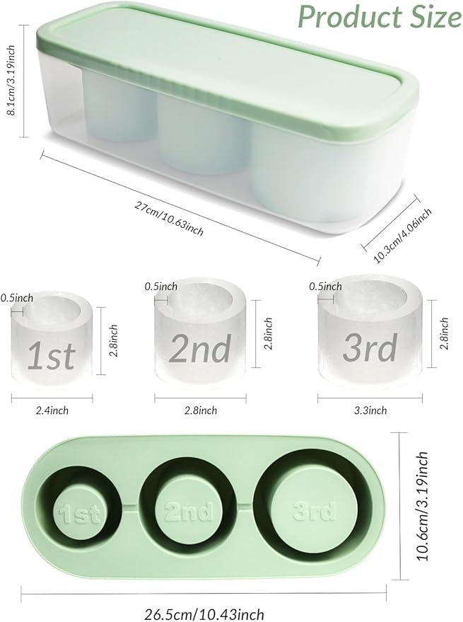 Ice Tray Mold for Stanley Cup, 2025 Tumbler Cup Ice Mold, Silcone Ice Cube Tray with Lid for Tumbler, Easy Fill and Release Ice Maker for Whiskey, Cocktail BPA-Free.30-40 oz