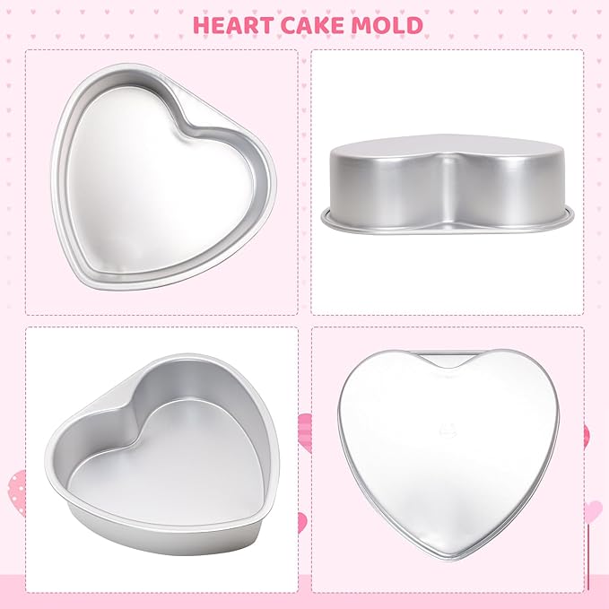 Heart Shaped Cake Pan 10 Inch Aluminum Cake Pans Heart Cake Tin Baking Cake Mold for Valentine's Weddings Birthday Party