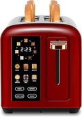 SEEDEEM Toaster 2 Slice with Touch Screen, Faster Heating Speed, 7 Shade Setting, 6 Bread Type, 1.5”Wide Slots Toaster, Removable Crumb Tray, 1350W, Dark Cherry