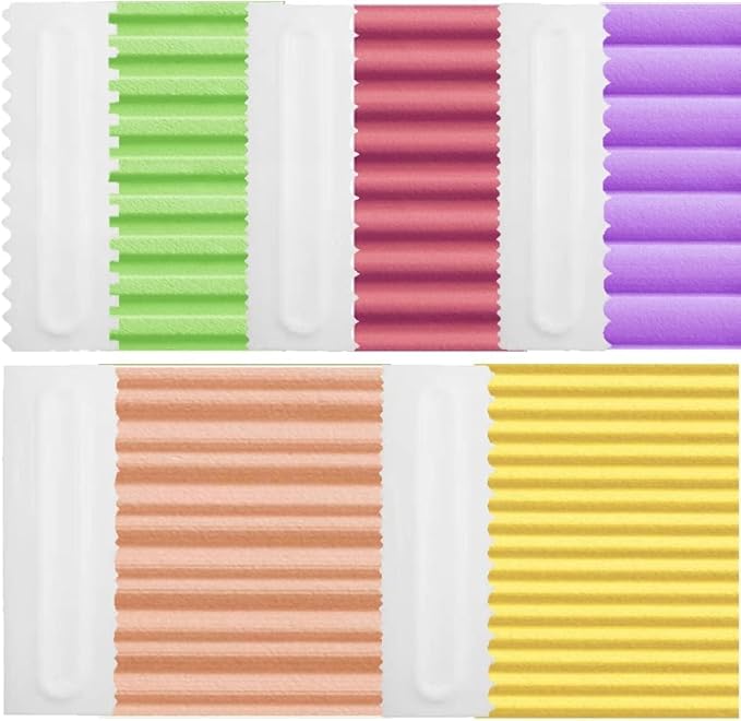 Cake Scrapers Set Decorating Comb and Icing Smoother, Plastic Sawtooth Scraper Polisher Butter Mousse Cream Cake Edge DIY Tool -8 Design Textures (White)
