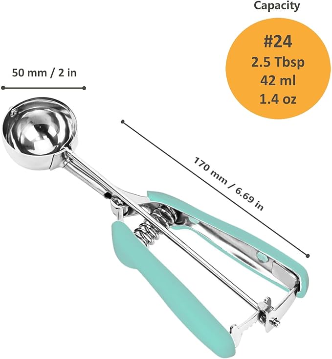 Cookie Scoop, Ice Cream Scoop, 2.5Tbsp/42ml/1.4 oz Cookie Scoops for Baking, 18/8 Stainless Steel Cookie Scooper for Baking, Cookie Dough Scoop, Ice Cream Scooper with Trigger Release (Mint)