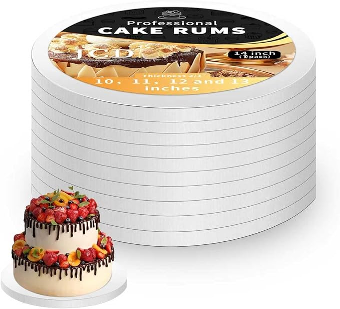 10pcs 14 Inch Cakeboard Round, 1/2 Inch Thick Cake Boards, Bend Resistant & Sturdy White Cake Cardboard for Presenting Heavy or Tall Tiered Cakes, Base para Pastel(14inch/10pcs)