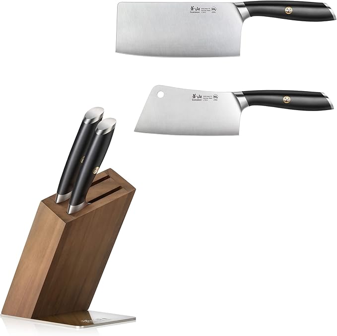 Cangshan L Series 3-Piece HUA Cleaver Block Set, German Steel Forged, Black, 1027426