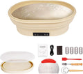 2L Heating Bread Proofing Basket Set Foldable Thermostatic Silicone Bowl with 77-122℉ 6 Gears Temperature & 6H Timer, for Artisan Baking Sourdough Starter Bread Making Supplies Tools Kit