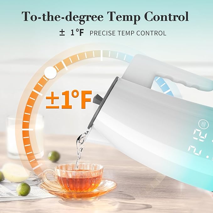Electric Kettle with 5-Temperature Control,1.25L Cordless,Penguin Shape Design,1200W with Keep Warm and Auto Shut-Off,Perfect for Tea,Coffee & Kitchen(Blue Gradient)
