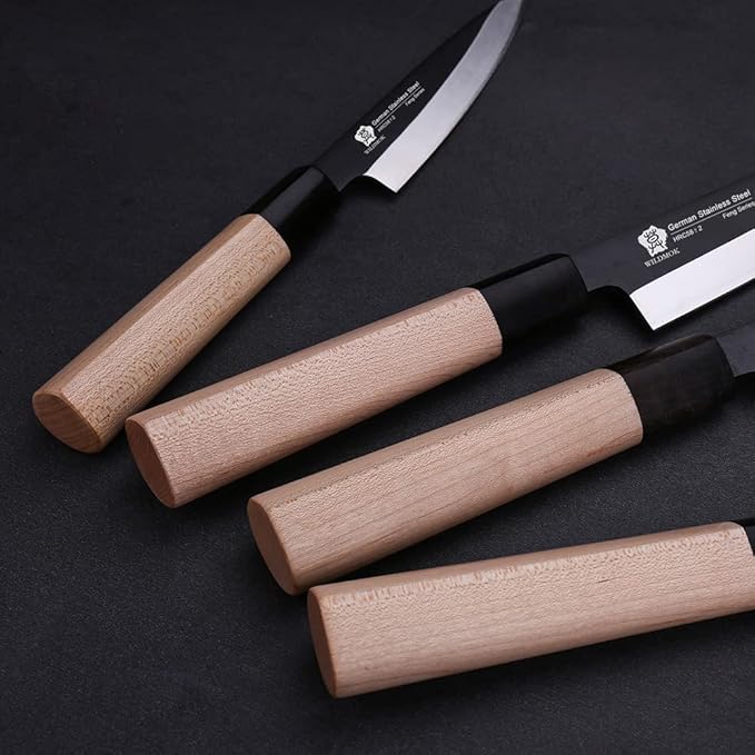 WILDMOK 7 Inch Deba Knife - Asian Usuba Salmon Sashimi Knife with German Stainless Steel Blade & Traditional Wooden Handle