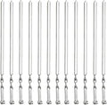 Antallcky 12 Pack Kabob Skewers BBQ Barbecue Skewers Stainless Steel Sticks Heavy Duty Large Wide Reusable with Nonslip Ring Handle Ideal for Shish Kebab Chicken Shrimp and Vegetables (22 inch)