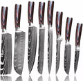 Epicurean Cook Majesty Series 8-Piece Premium Japanese Kitchen Knife Set - Ultra Sharp Laser Damascus Pattern - Professional Chef Hibachi Knives - Juego de Cuchillos para Cocina Profesional