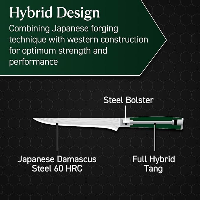 HexClad Boning Knife, 6-Inch Japanese Damascus Stainless Steel Blade, Pakkawood Handle