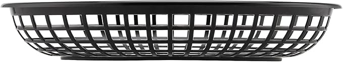 40 Pack 8.9x5.7x1.6 Inch Black Plastic Fast Food Baskets, Restaurant Serving Baskets, Oval Fast Food Serving Tray for Picnic, Deli Serving, Chicken, Burgers and Fries