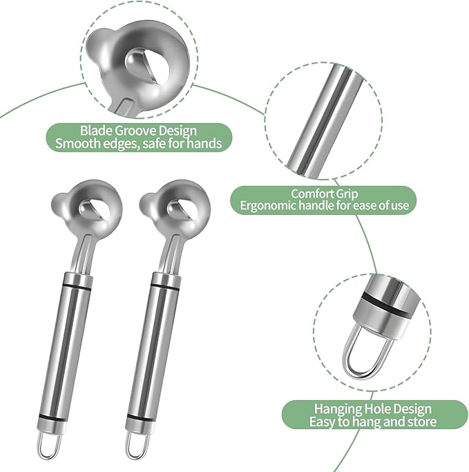 2 PCS Cactus Peeler Tool – Cactus Peeling Spoon, Pelador de Nopales, Multi-Function Nopal Cactus Cutter, Stainless Steel Nopales Peeler with Groove Edge for Peeling Nopales and Noodle
