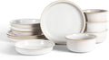 Stone Lain Slate 12-Piece Dinnerware Set Stoneware, Plates and Bowls Set, Dishwasher and Microwave Safe, Dish Set for 4, White