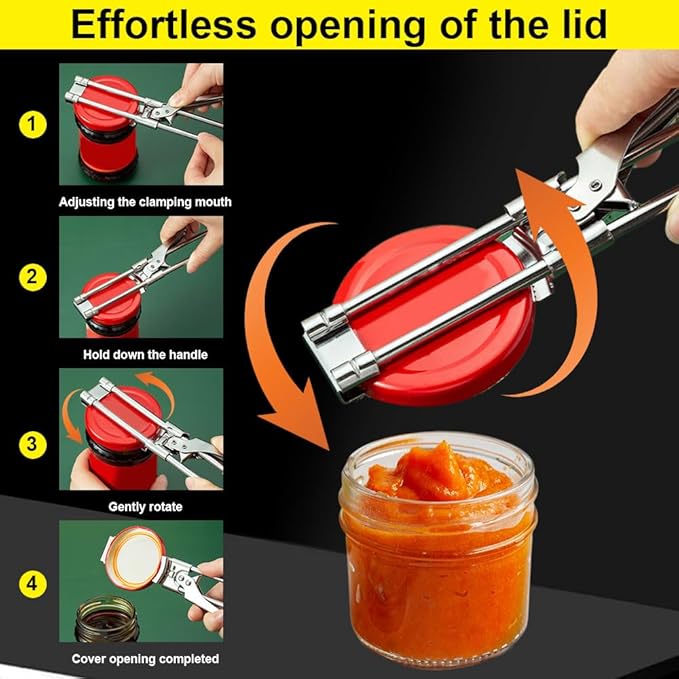 Adjustable Stainless Steel Jar Opener, 2026 New Multifunctional Stainless Steel Can Opener, Jar Lid Opener for Weak Hands, Jar Lid Gripper Bottle Opener Kitchen Accessories (3)