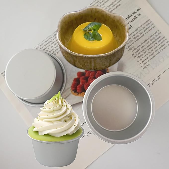 Aluminum Tart Pan Set, 6 PCS Popover Pan Single Serving Pastry, Large Muffin Pans, Baking Tool for Egg Tart, Yorkshire, Cupcake, Baba Au Rhum, Pot Pie (3.82x 2.95x 2.05 Inch)
