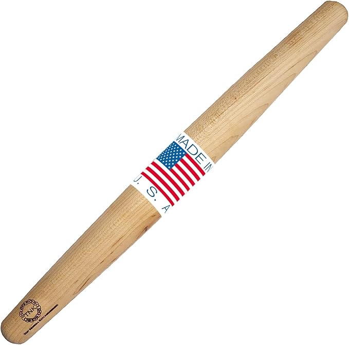 Top Notch Kitchenware | Sugar Maple French Style Rolling Pin | Tapered Solid Wood Design | Perfect for Baking Enthusiasts | Dough Roller | USA Made