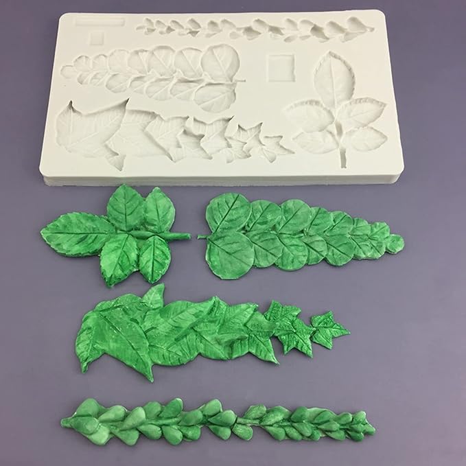 Leaf Fondant Molds, Succulents Trailing Leaves Cake Decorating Silicone Mold for Chocolate Candy Mousse Cookies Marzipan, Kitchen Baking Tools, Clay Resin Projects