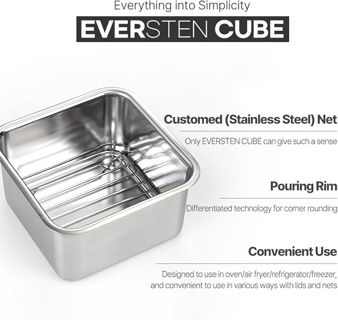 CuBE Small 2PCS Set 600ml 400ml Stainless Steel Food Storage Containers With Lids and a Net Kitchen Appliances Dishwasher Safe Premium South Korea