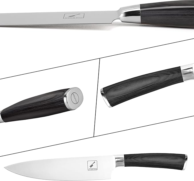 imarku Chef Knife - Pro Kitchen Knife 8 Inch Chef's Knives Japanese SUS440A Stainless Steel Sharp Paring Knife with Ergonomic Handle, Black Handle, Christmas and Thanksgiving Gifts for men and Women