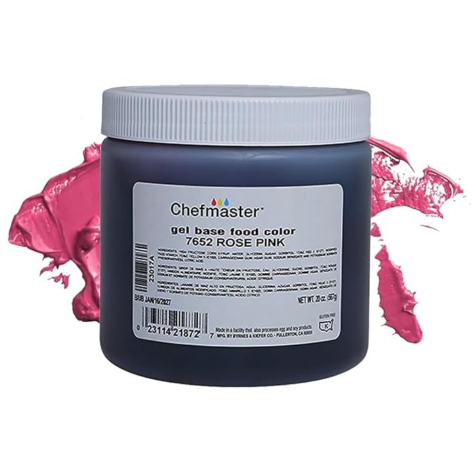Chefmaster Rose Pink Gel Food Coloring | Vibrant Color | Professional-Grade Dye for Icing, Frosting, Fondant | Baking & Decorating | Fade-Resistant | Easy-to-Use | Made in USA | 20 oz
