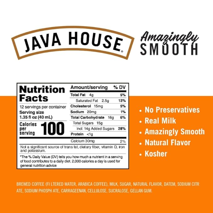 JAVA HOUSE Salted Caramel Latte Cold Brew Coffee Pods, (48 Count) Peel and Pour Pods Hot or Iced