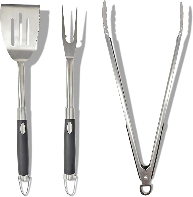 Heavy Duty Grill Tools Set Multi-Function Grill Set Accessories BBQ Set Premium Stainless Steel Spatula Fork & Tongs, Barbecue Utensils Tool Kit Gift for Men Women Grilling Lover Outdoor