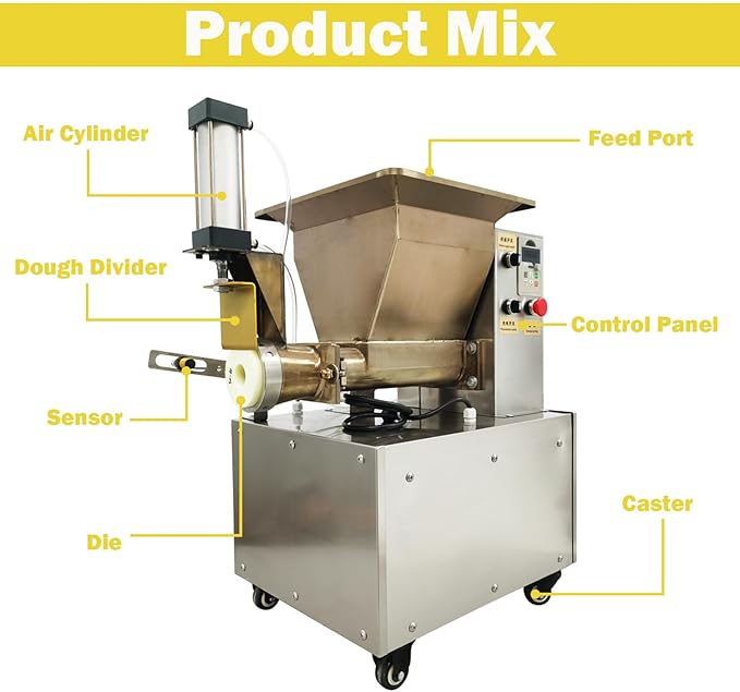 TECHTONGDA Commercial Dough Divider Electric Quantitative Dough Cutter 1-500g Pneumatic Dough Machine Pastry Dough Lump Spacer