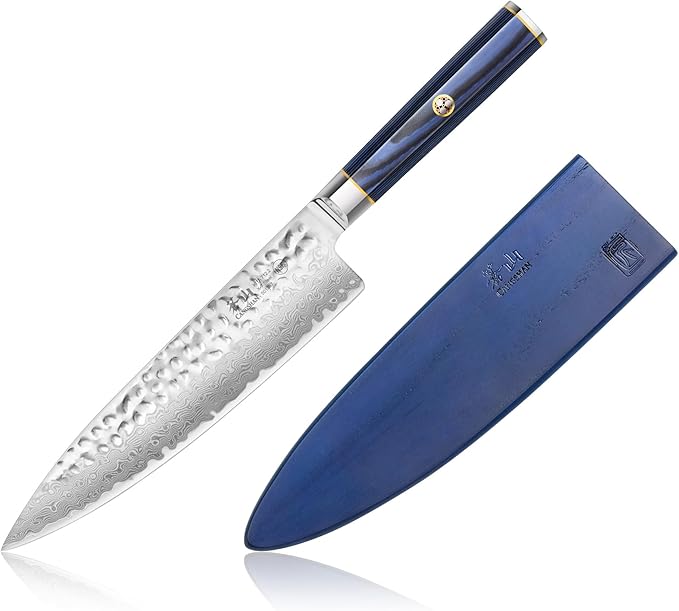 Cangshan KITA Series 8-Inch Chef's Knife with Sheath, High Carbon X-7 Damascus Steel, 501387
